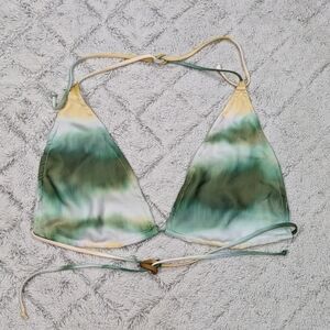 Resa Bralette Women's S Green White Tie Dye Adjustable Tie Neck Back Retro